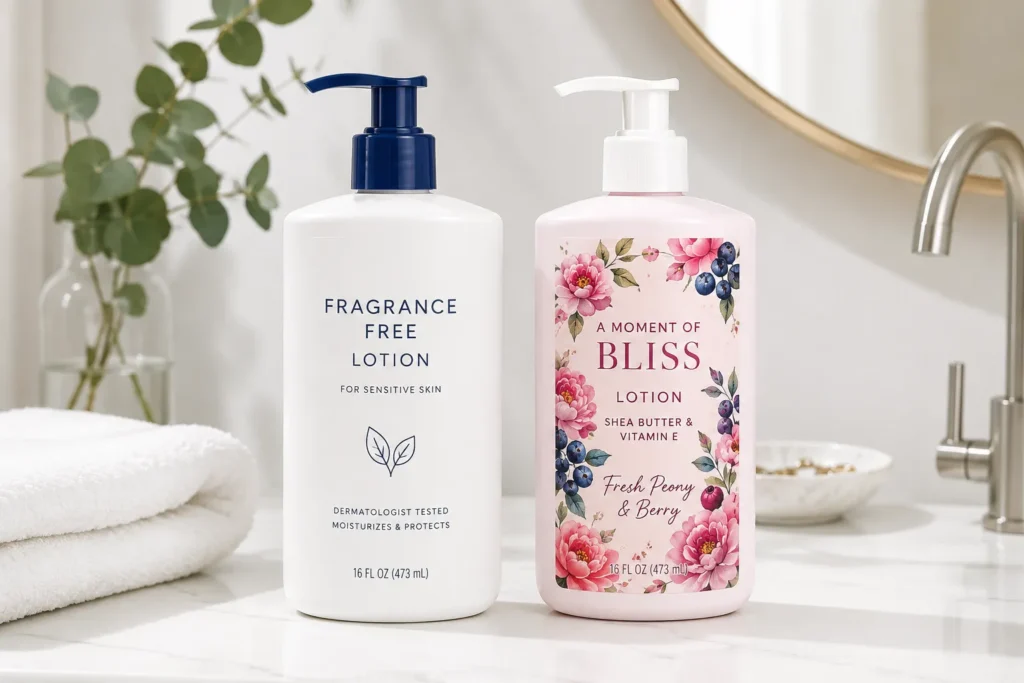 10 After Sun Mistakes That Can Harm Your Skin 5 Fragrance free after sun lotion compared to scented body lotion for sensitive skin