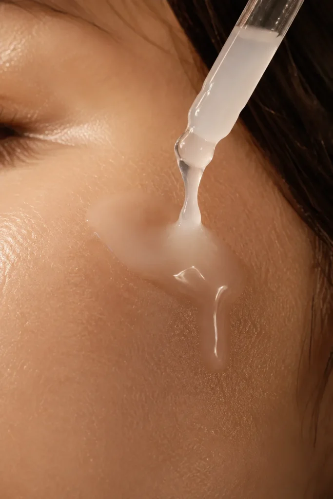 10 Essence Choices for Brighter Skin Fast 5 Close-up texture of rice water essence on skin.