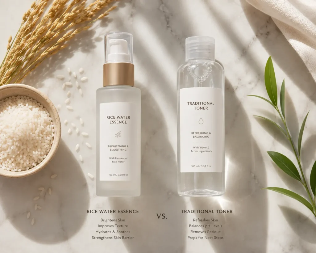 10 Essence Choices for Brighter Skin Fast 11 Rice water essence compared with facial toner.