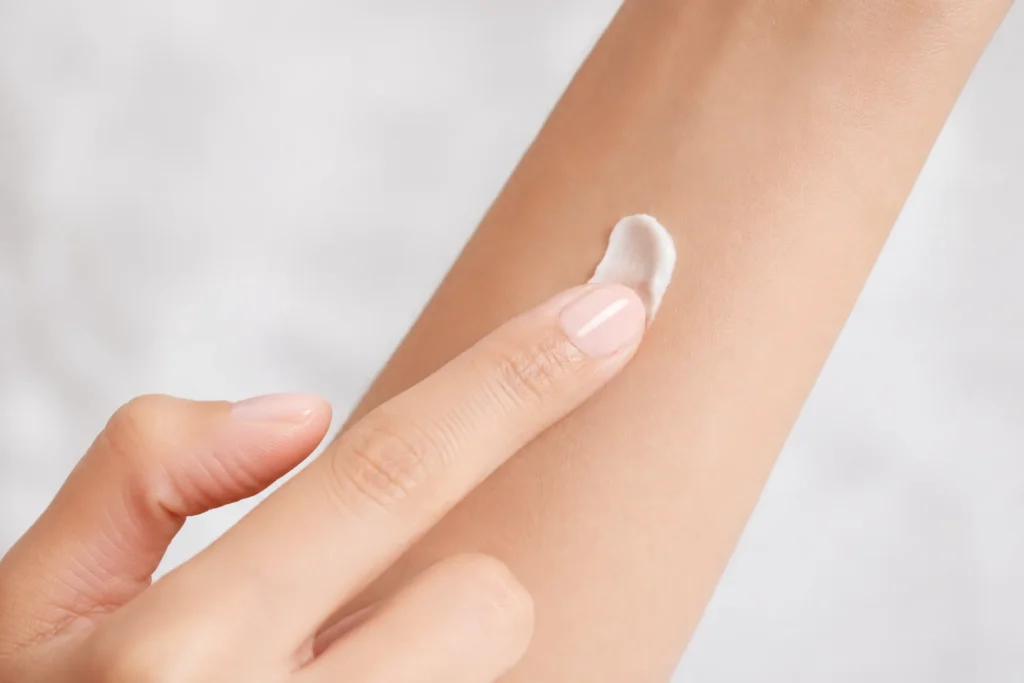 11 Healthy Skin Care Essentials for Glowing Skin 7 Patch testing new skin care product on forearm"