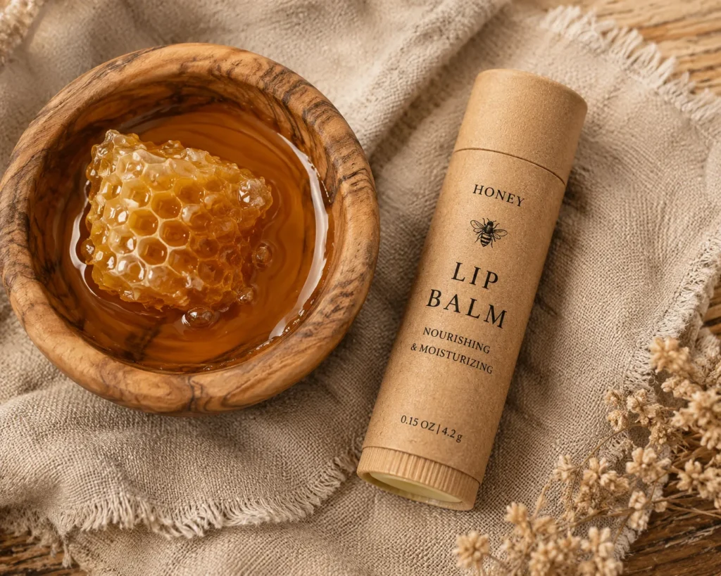 10 Lip Moisturizer Favorites for Everyday Beauty 5 Natural beeswax and honey lip balm with raw honey for healing dry lips