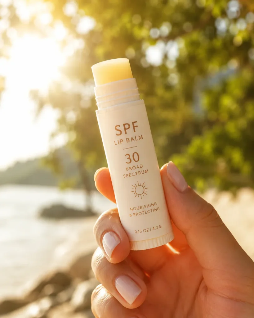10 Lip Moisturizer Favorites for Everyday Beauty 7 SPF lip balm stick for sun protection on lips outdoors