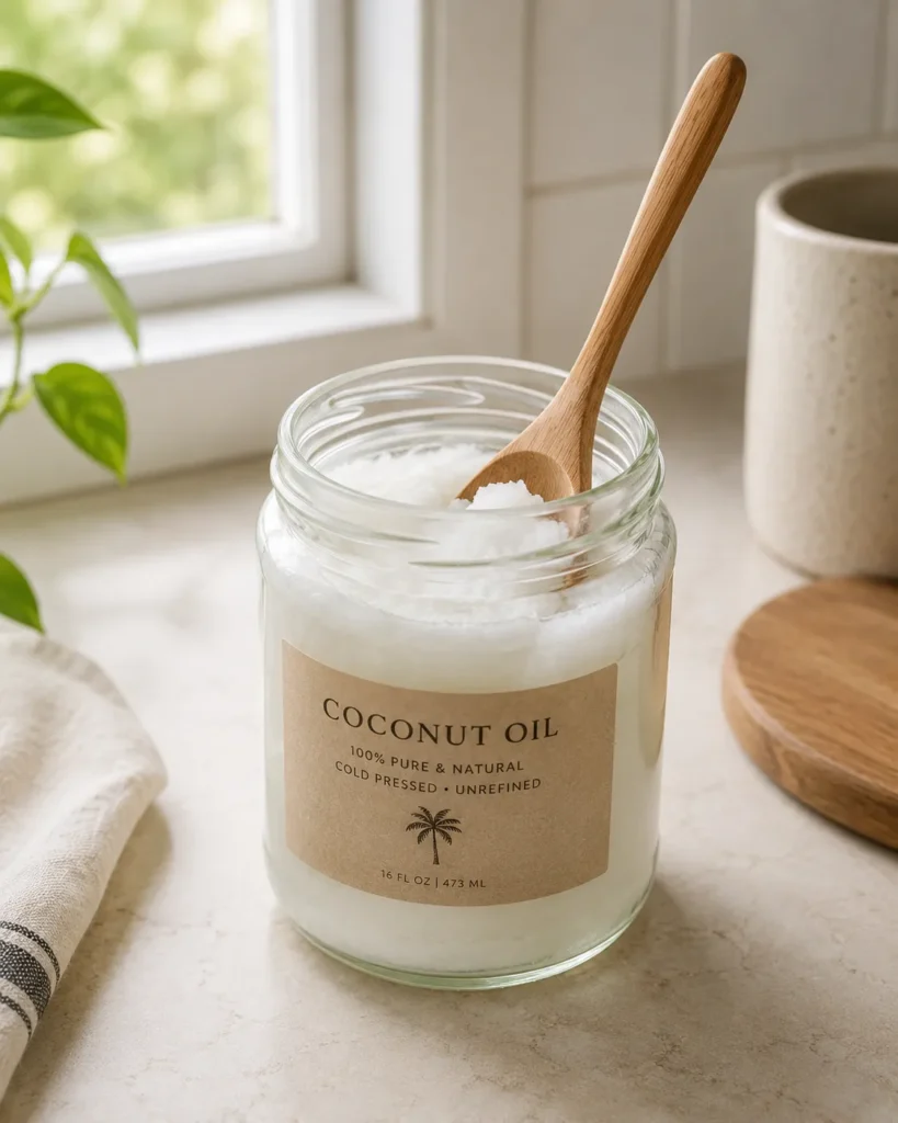 10 Lip Moisturizer Favorites for Everyday Beauty 9 Coconut oil jar with wooden spoon for natural lip moisture
