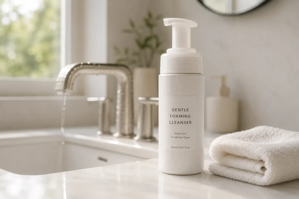 12 Skin Concern Secrets for a Healthy Glow 5 Gentle foaming cleanser and soft washcloth for a balanced twice daily wash routine