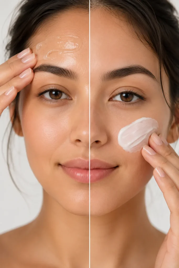 11 Skin Types Secrets for a Better Glow Today 5 Combination skin routine using different products on face zones