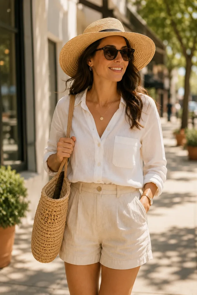 10 Easy Sun Protection Steps for Daily Skincare 11 Woman wearing a wide brim hat and sunglasses walking outside on a sunny day