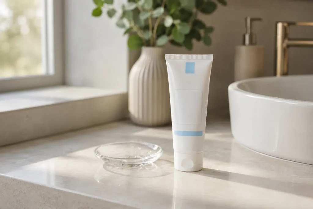 11 La Roche Posay Sunscreen Tips for a Healthy Glow 2 Tube of sunscreen on a bathroom counter with natural light