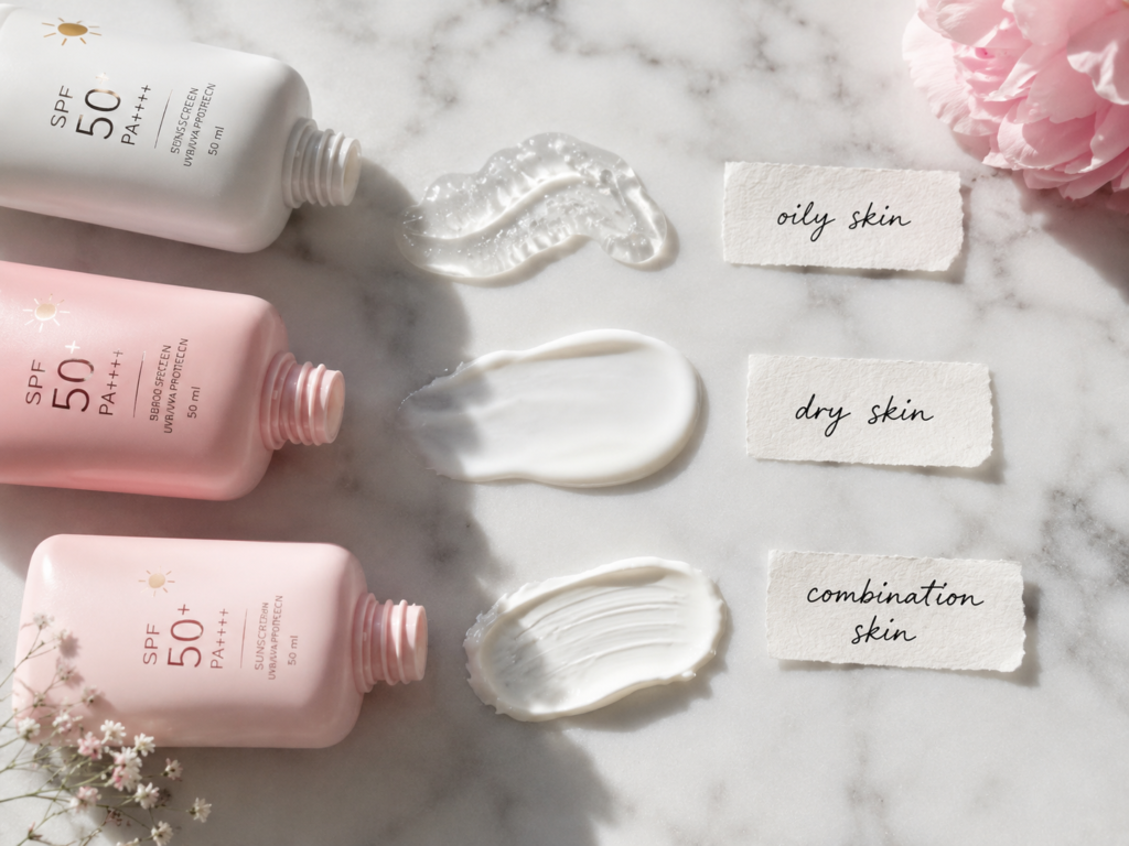 11 Sunscreen Ideas for Effortless Daily Sun Protection 2 Three sunscreen textures gel, lotion, and cream compared for different skin types
