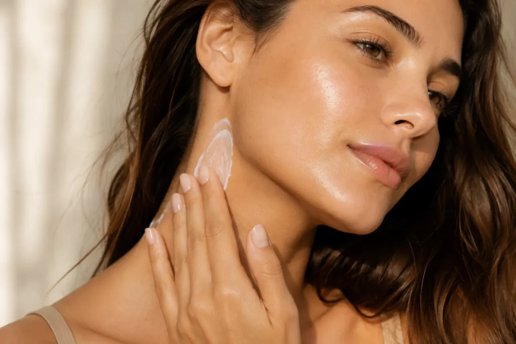 11 La Roche Posay Sunscreen Tips for a Healthy Glow 6 Close up of sunscreen application along the neck and hairline
