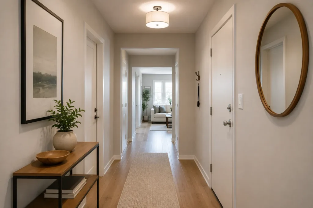 12 Safety Tips to Build Safer Everyday Habits 12 Clear, tidy hallway with a working light fixture and open walking path