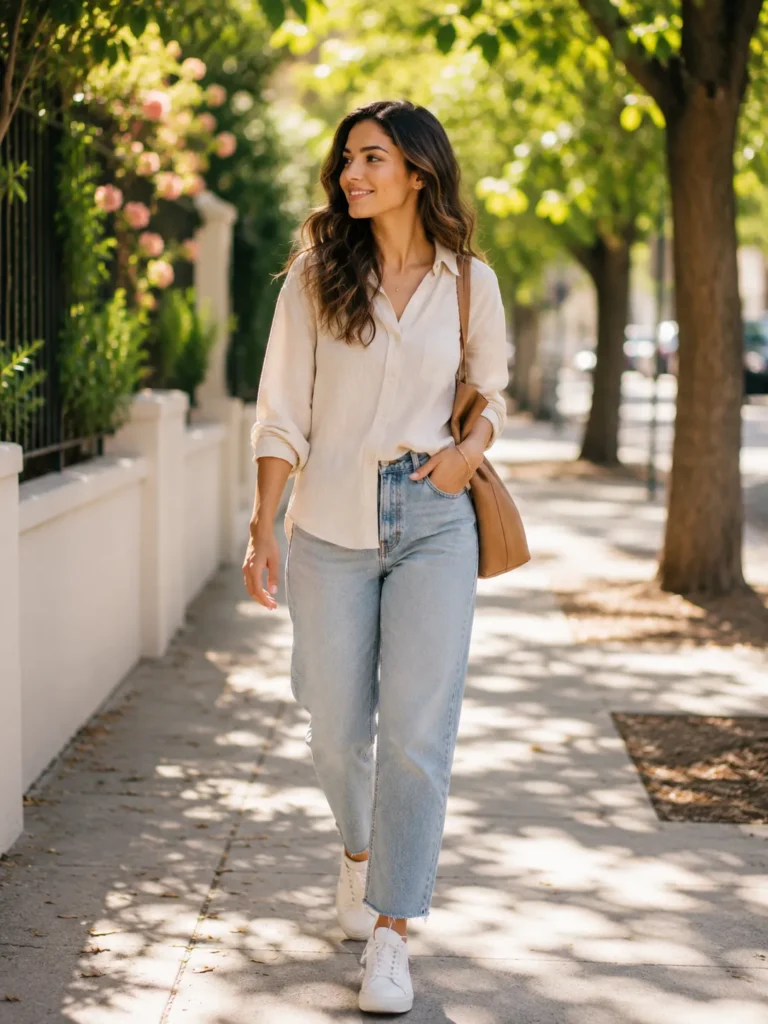 10 Healthy Routine Ideas to Feel Your Best Every Day 6 Woman walking outside after lunch as part of a daily movement routine