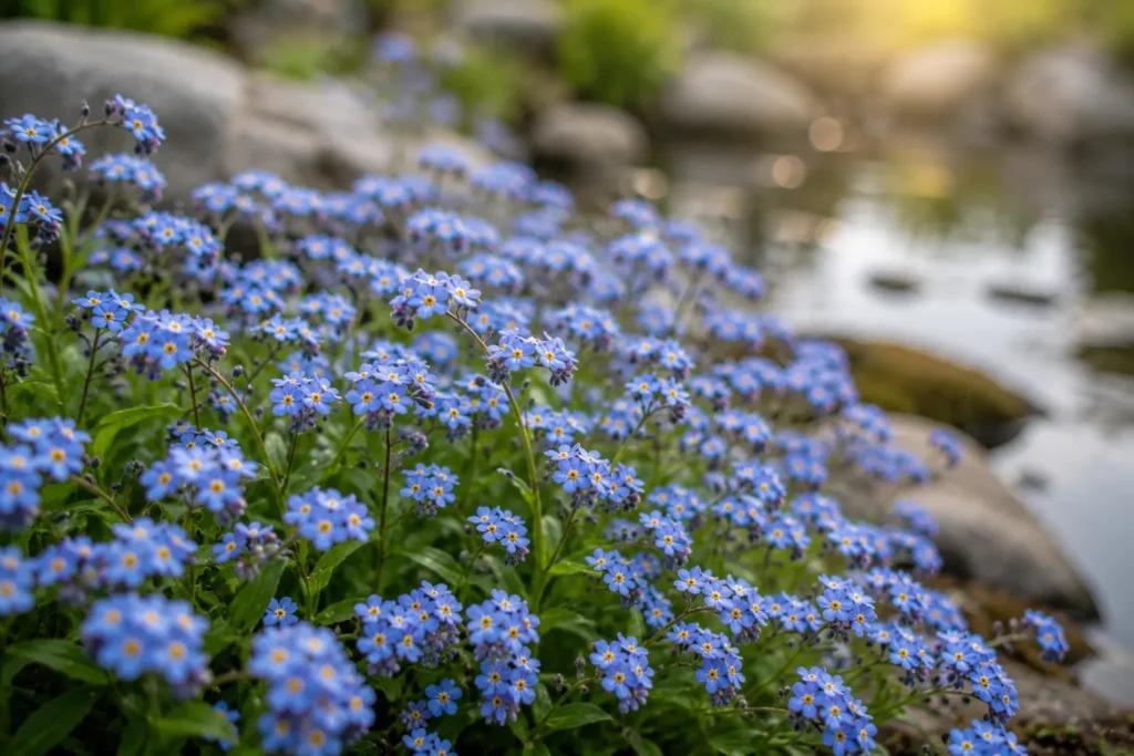 10 Water Flowers That Make Your Garden Look Magical 10 Small blue water forget me not flowers along a shallow pond edge