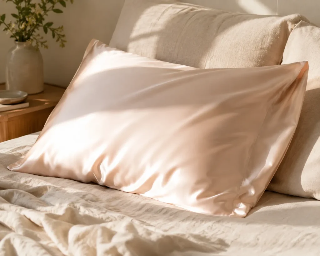 13 Skin Care Guide Tips Every Beauty Lover Needs Now 12 Satin pillowcase on a bed to reduce breakouts and friction overnight