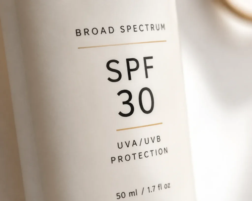 10 Sunscreen Aesthetic Essentials for a Daily Glow 8 Broad spectrum sunscreen label close up showing UVA and UVB protection