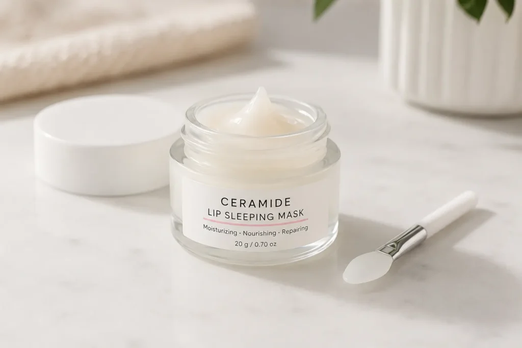 10 Lip Moisturizer Favorites for Everyday Beauty 8 Ceramide lip sleeping mask jar with spatula for barrier repair