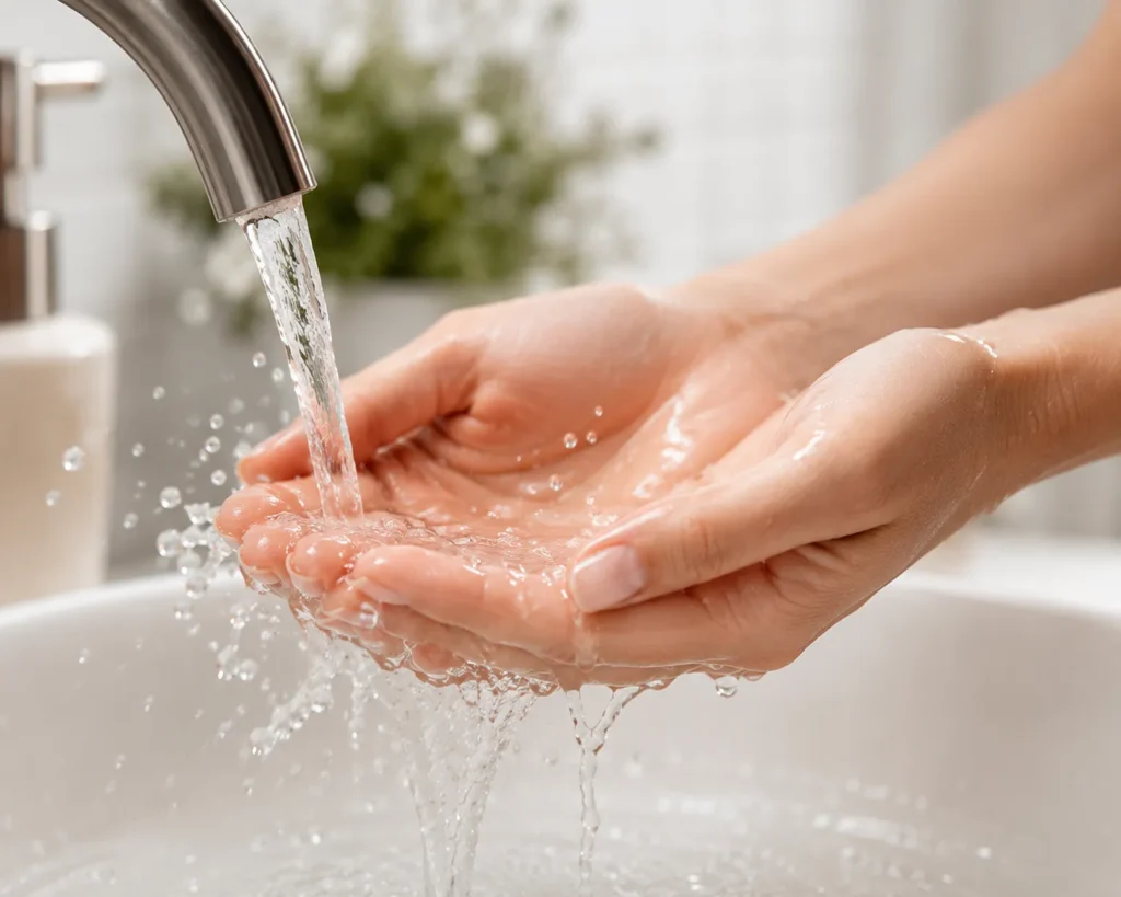 11 Healthy Skin Care Essentials for Glowing Skin 8 Splashing lukewarm water while washing face to protect skin barrier"