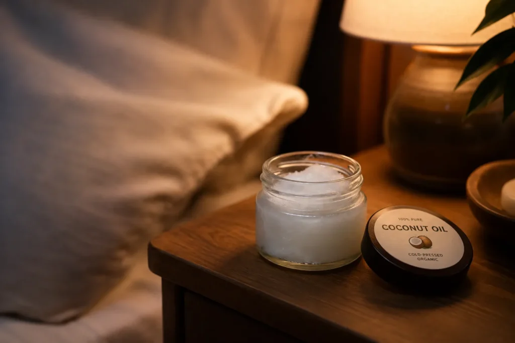 10 Soft Lips Secrets for a Naturally Smooth Smile 4 Jar of coconut oil for an overnight lip moisture mask