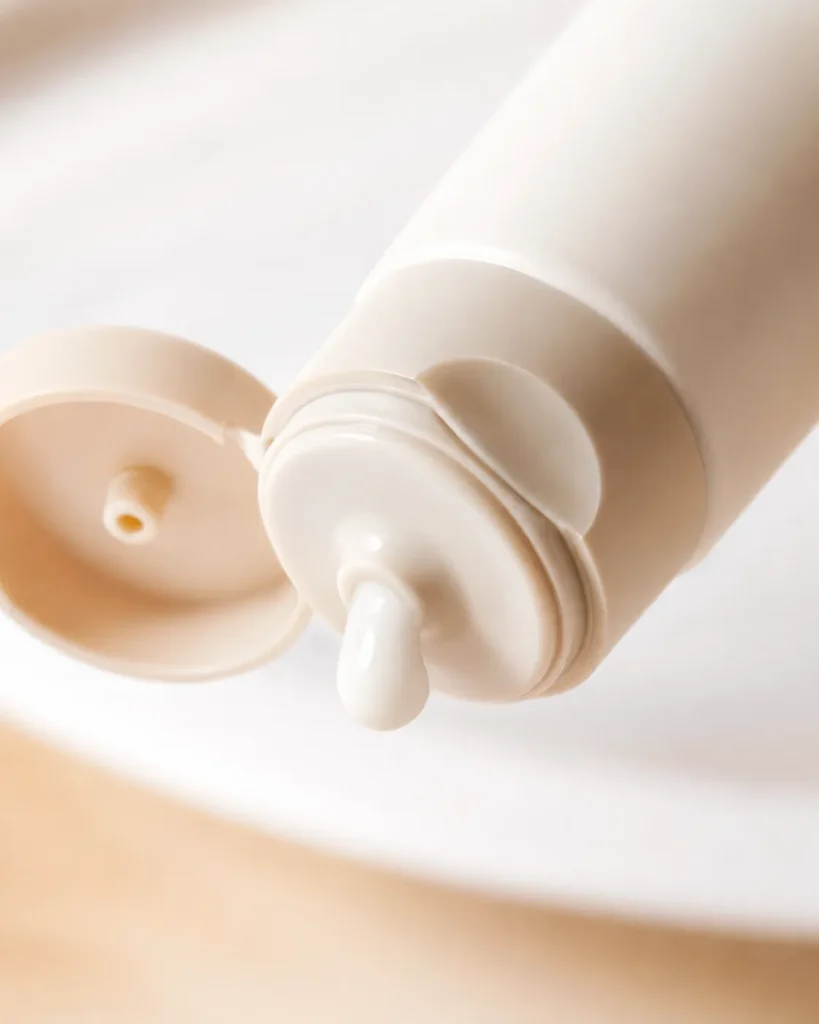 14 Sun Cream Benefits for Beautiful, Healthy Skin 11 Sun cream tube with a dewy, hydrated texture on the cap