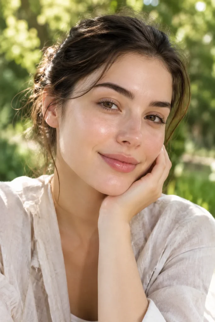 10 Rosehip Oil Uses for Clear, Soft and Radiant Skin 11 Fresh-faced woman outdoors with a natural glow and no makeup