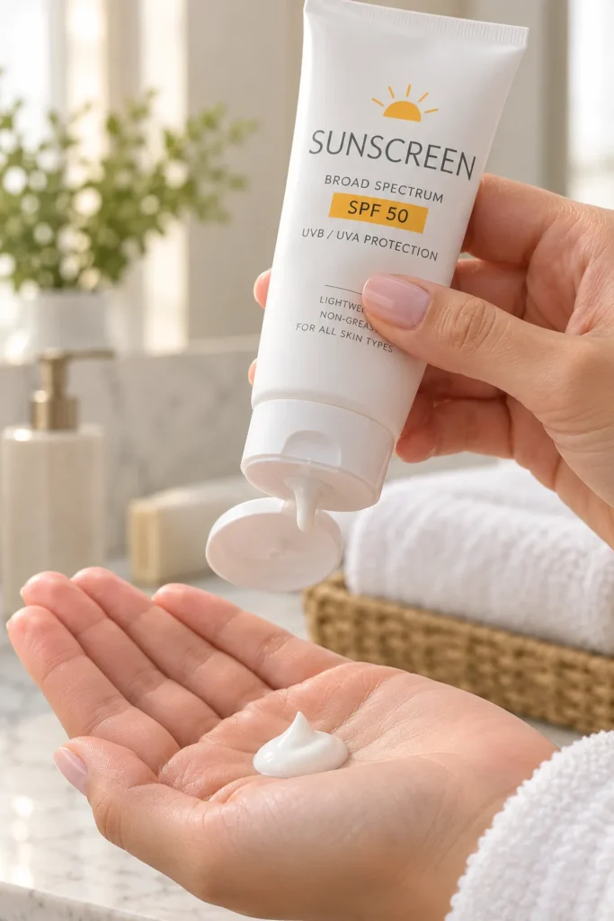 10 Sunscreen Packaging Designs You'll Want to Save 3 Hand squeezing sunscreen tube with flip cap onto palm