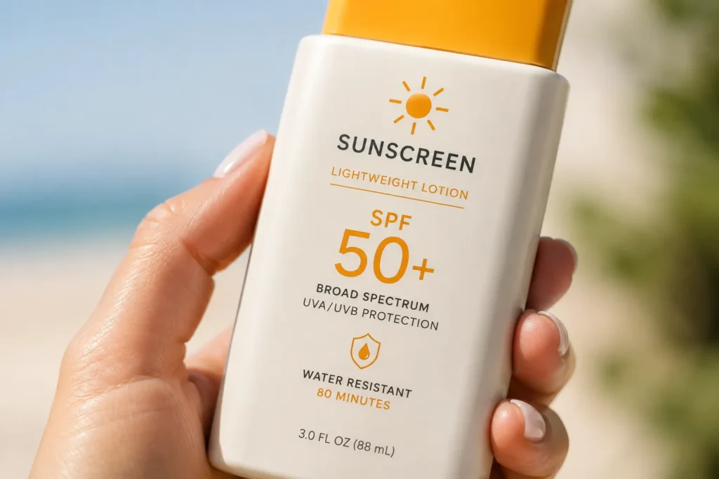 12 Sunscreen Advertisement Tips for Better Results 12 Sunscreen label close-up showing SPF number and water resistance details