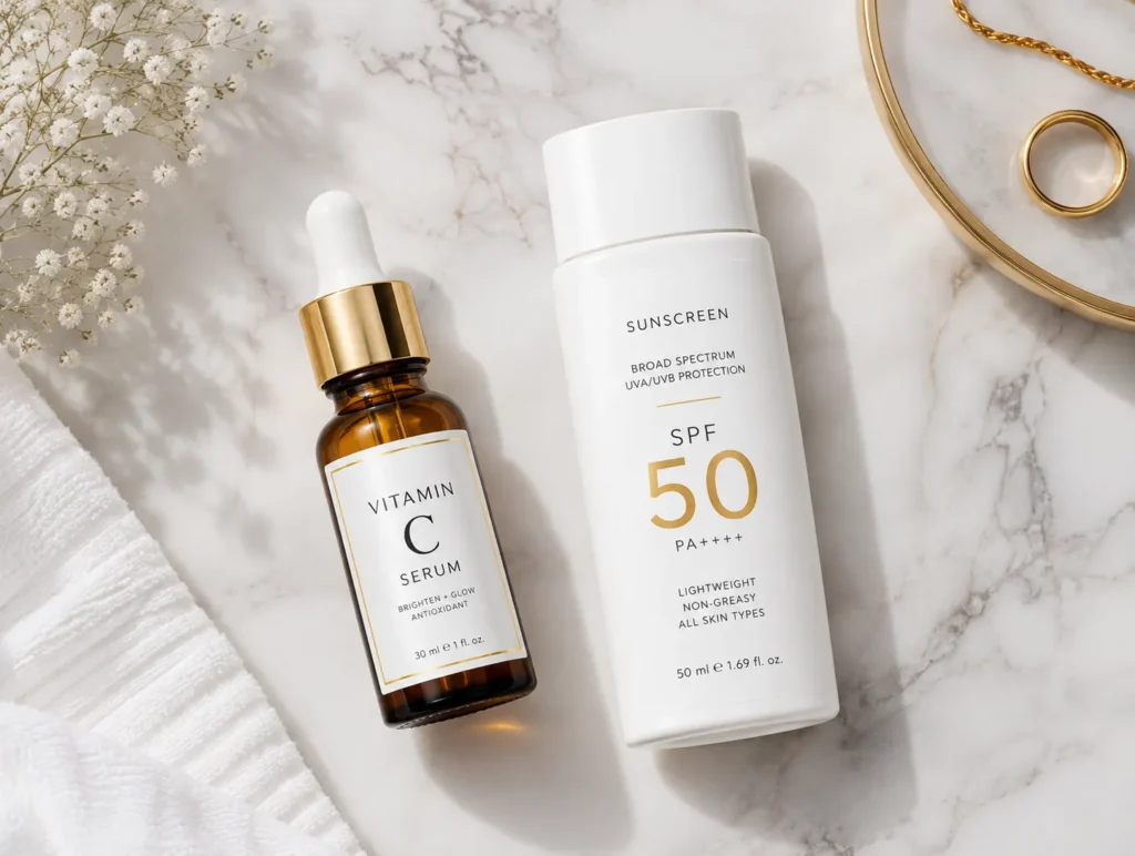 12 SPF 50 Sunscreens for Smooth and Protected Skin 10 Anti aging SPF 50 sunscreen paired with vitamin C serum