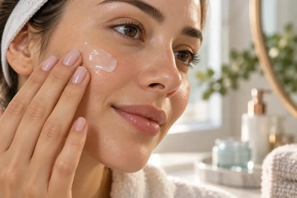 10 Cosmetic Skin Care Secrets for Healthier Skin 9 Lightweight oil free moisturizer applied to bare skin