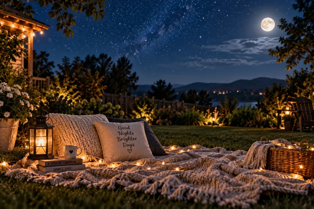 10 Refreshing Ways for Enjoying the Sun Outdoors 11 Blanket laid out under a starry night sky in a backyard