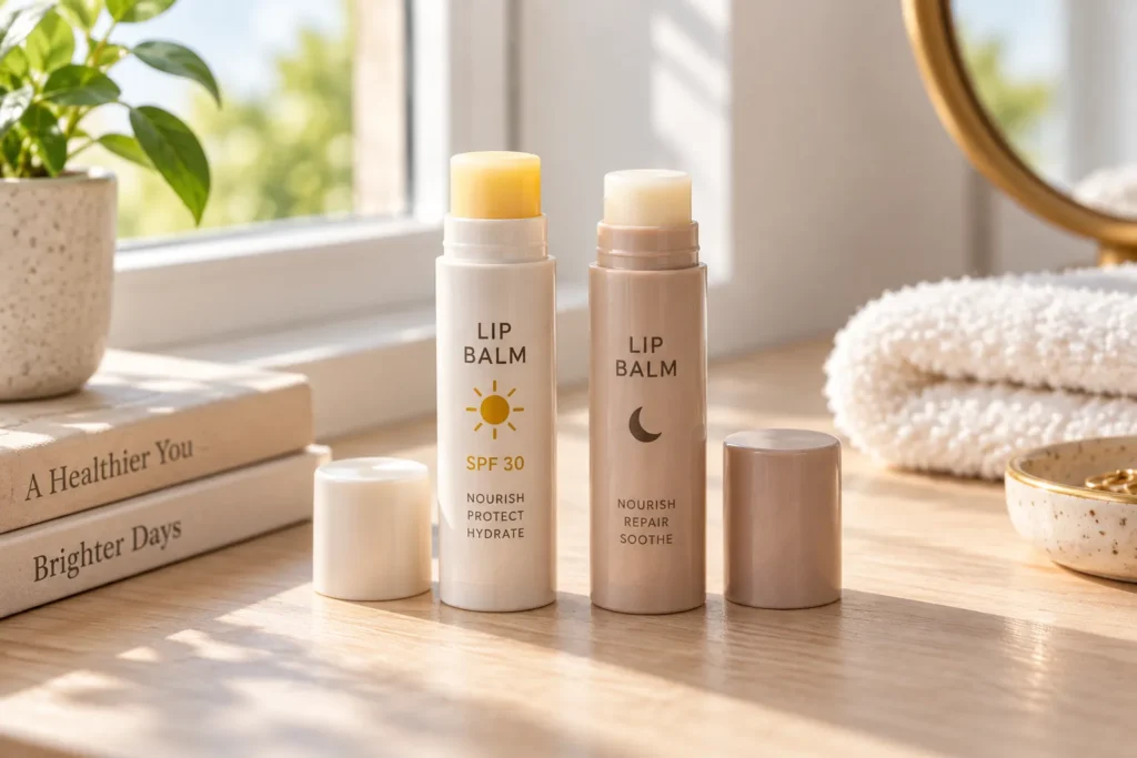 10 Hydrating Lip Balm Tips for Smooth, Soft Lips 7 SPF lip balm for daytime compared to plain hydrating balm for nighttime