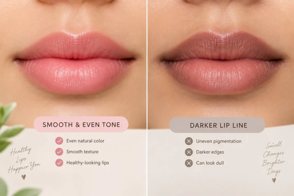 10 Best Lip Sunscreen Tips for Everyday Protection 9 Comparison of even lip tone versus sun damaged lip line