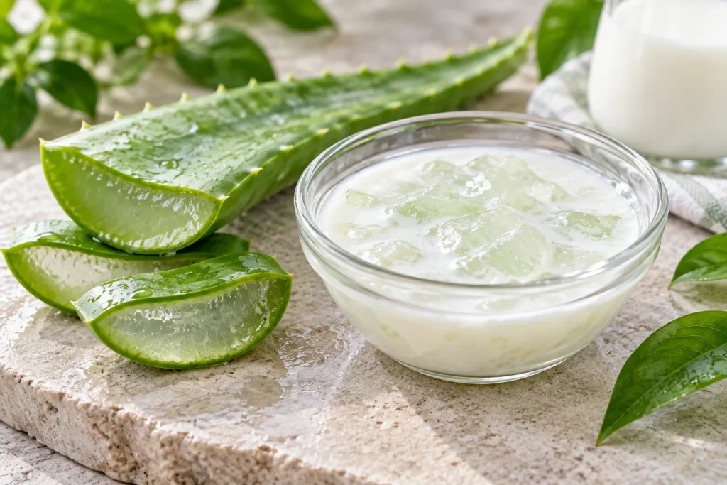 10 Milk Moisturizer Ideas for Naturally Soft Skin 11 Aloe vera and milk gel mixture for calming irritated skin