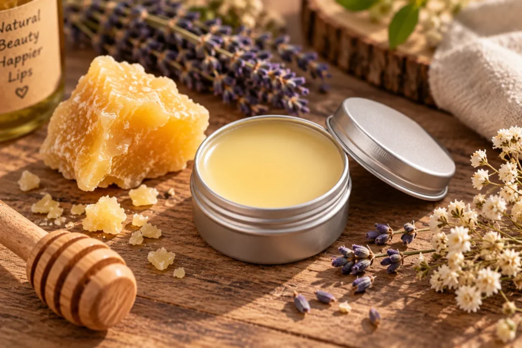 10 Nourishing Lip Balm Ideas for Softer, Healthier Lips 5 Beeswax lip balm tin with beeswax block for long lasting protection