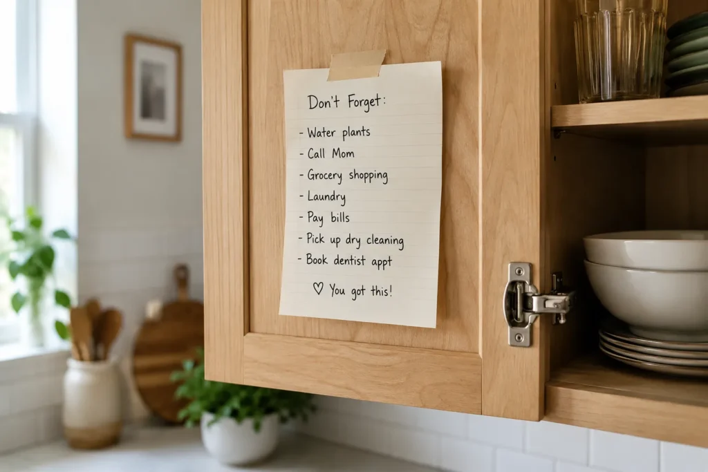 10 New Tricks That Make Everyday Life Less Stressful 3 Handwritten ten minute reset list for quick stress relief during a busy day