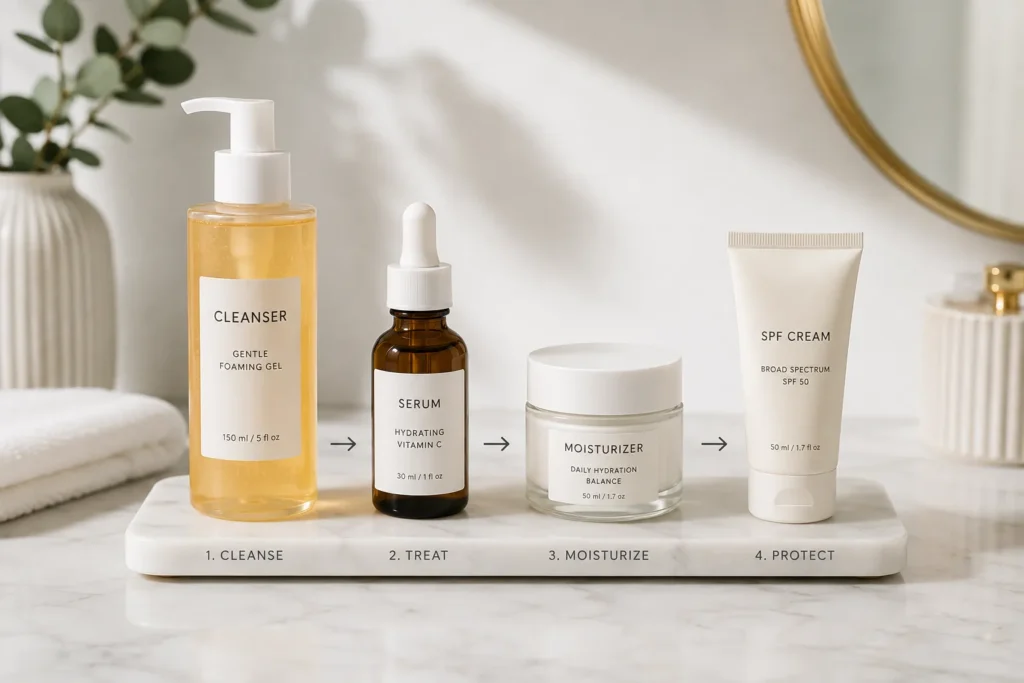10 SPF Cream Tips for Healthy, Glowing Skin 3 Skincare routine order showing where SPF cream goes in a morning routine