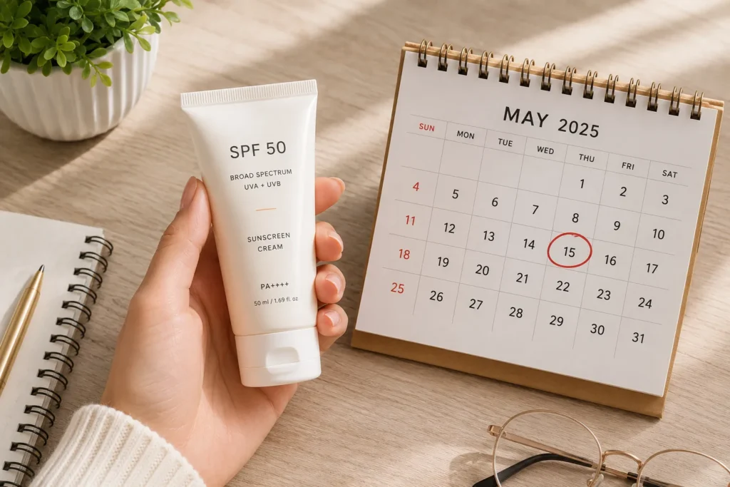 10 SPF Cream Tips for Healthy, Glowing Skin 7 Checking the expiration date on an SPF cream bottle