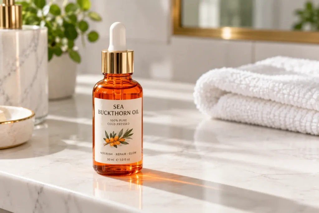 10 Healing Oils That Boost Your Beauty Routine Fast 8 Sea buckthorn oil bottle for uneven skin tone
