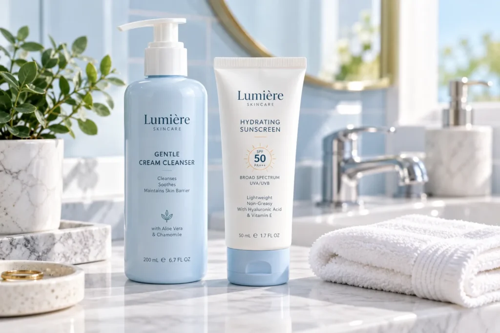 10 Best Sunscreen Brands for Everyday Skin Protection 4 Hydrating mineral sunscreen bottles next to a folded washcloth