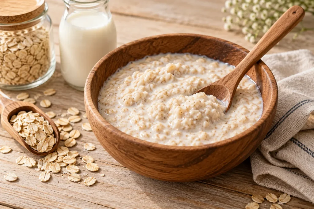 10 Milk Moisturizer Ideas for Naturally Soft Skin 4 Oatmeal and milk paste prepared for soothing sensitive skin