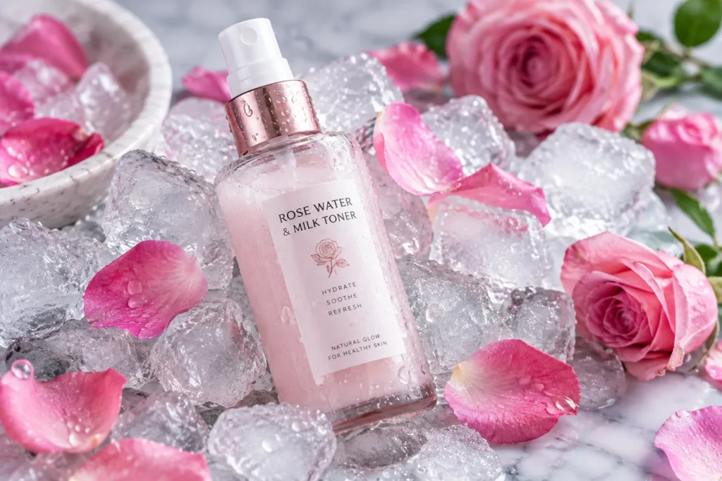 10 Milk Moisturizer Ideas for Naturally Soft Skin 8 Rose water and milk toner spray chilled for refreshed skin