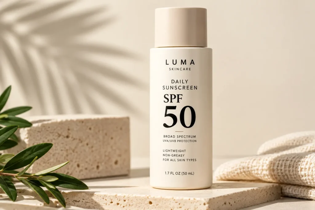 10 Summer Sunscreen Packaging Trends to Watch 6 Sunscreen bottle with bold minimalist SPF typography design