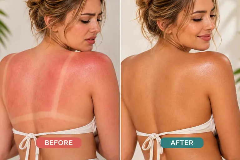 10 Summer Sunscreen Spray Ads to Inspire Your Brand 6 Before and after image of sunburned skin versus sun protected skin