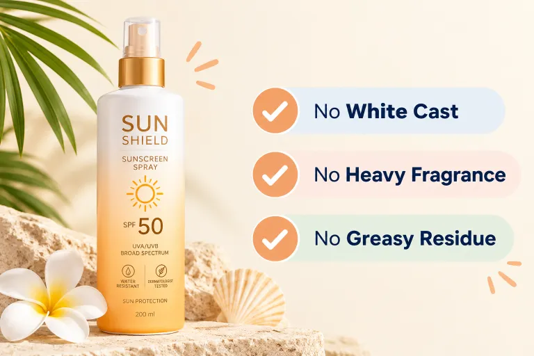 10 Summer Sunscreen Spray Ads to Inspire Your Brand 8 Graphic listing what a sunscreen spray does not contain