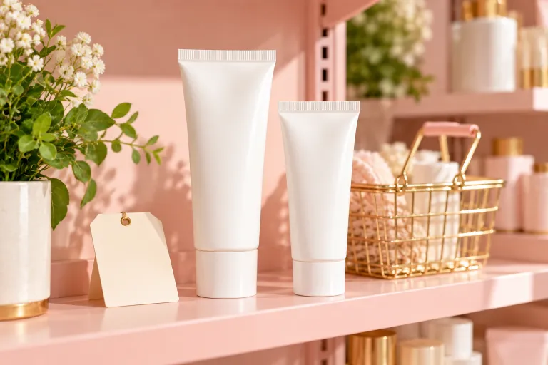 10 Azelaic Acid Benefits for Clearer, Brighter Skin 10 Two affordable azelaic acid products on a pastel shelf with a blank price tag card
