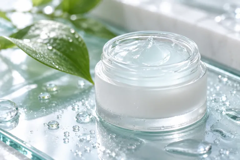 10 Acne Skincare Routine Tips for Clearer-Looking Skin 6 Lightweight non-comedogenic gel moisturizer in a white jar with a soft dewy swirl of texture