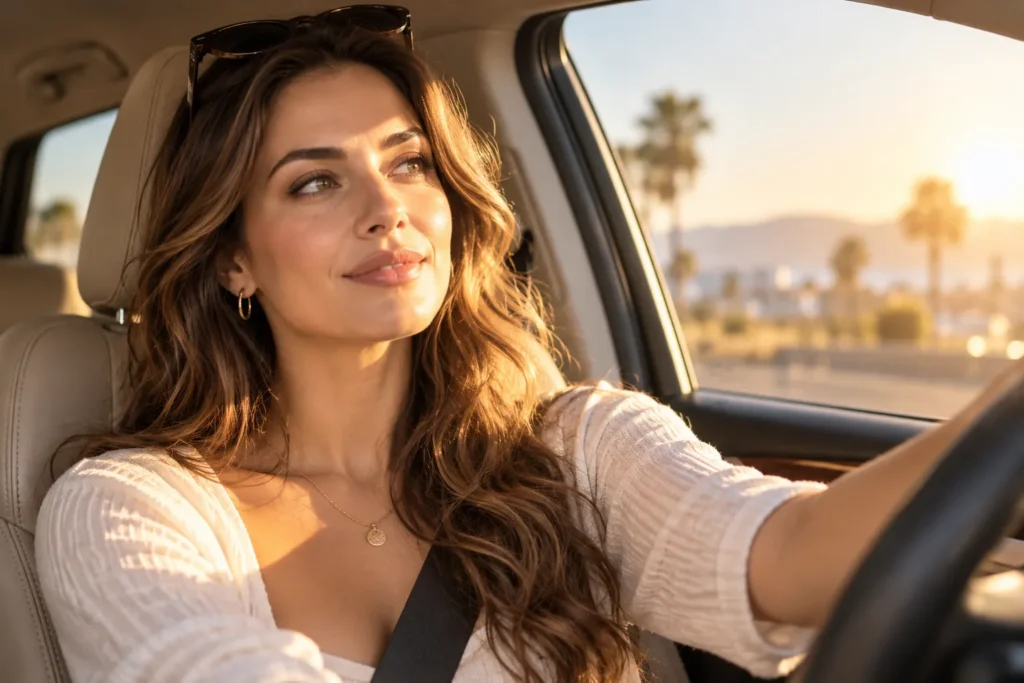 11 Ultraviolet Radiation Facts for Healthier Skin 2 Woman driving with sunlight passing through car window onto her face showing UVA ray exposure