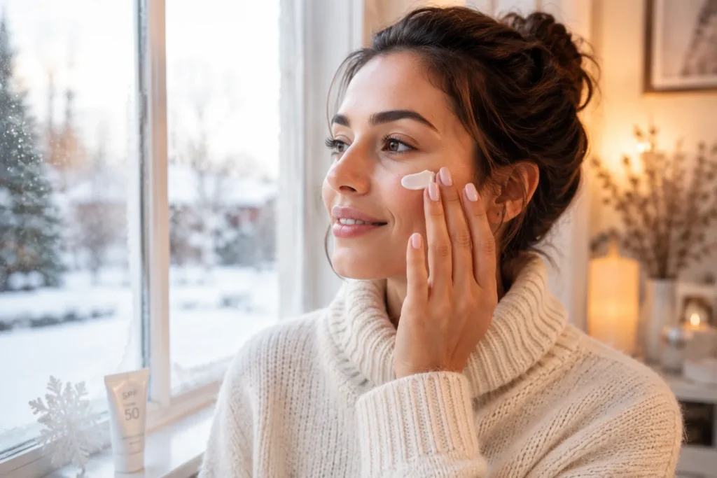 10 SPF Cream Tips for Healthy, Glowing Skin 6 Applying SPF cream during winter for year round sun protection