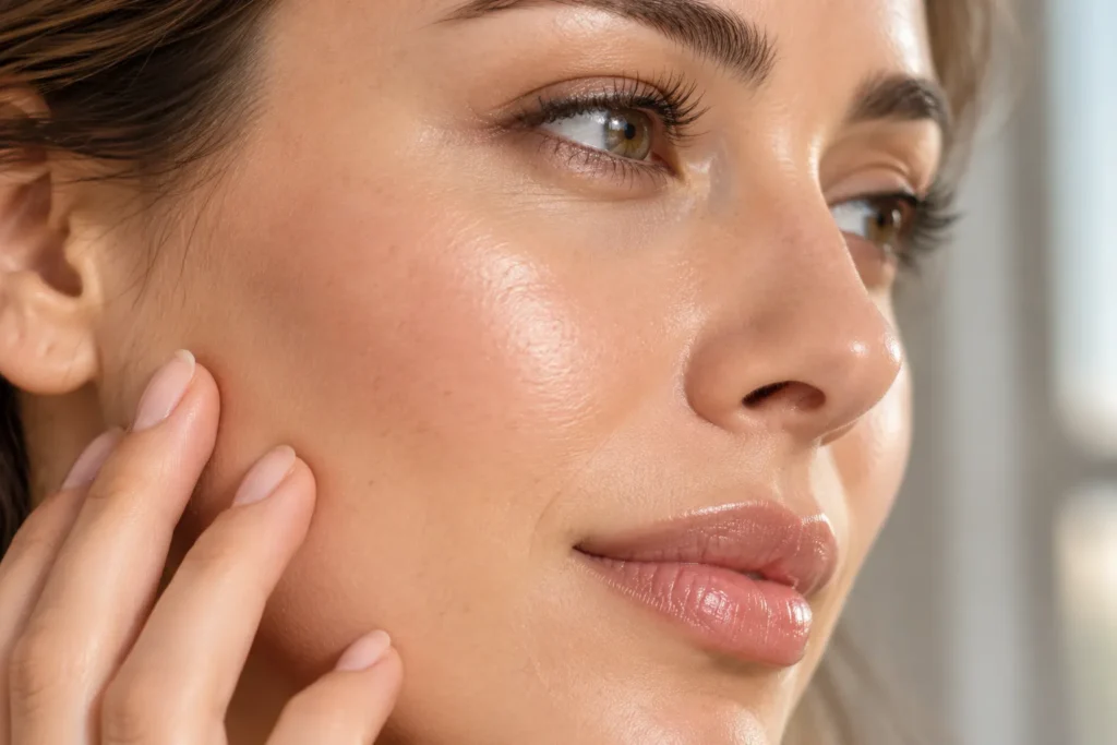 11 Ultraviolet Radiation Facts for Healthier Skin 4 Close up of healthy glowing skin texture representing long term sun protection benefits