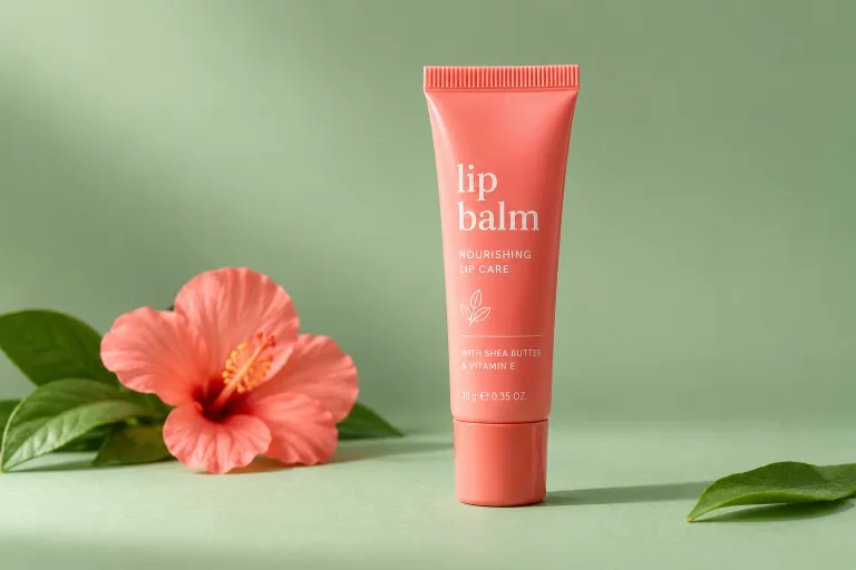10 Creative Photo Backgrounds for Better Pictures 7 Coral lip balm on a curved sage green paper photo background